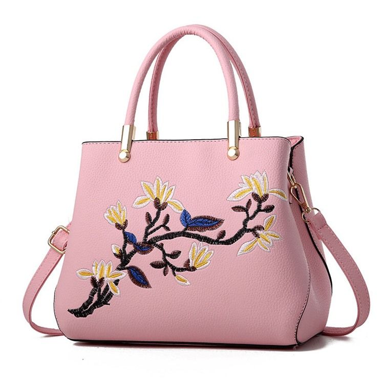 Pu Blomsterbroderi-Tote Bags