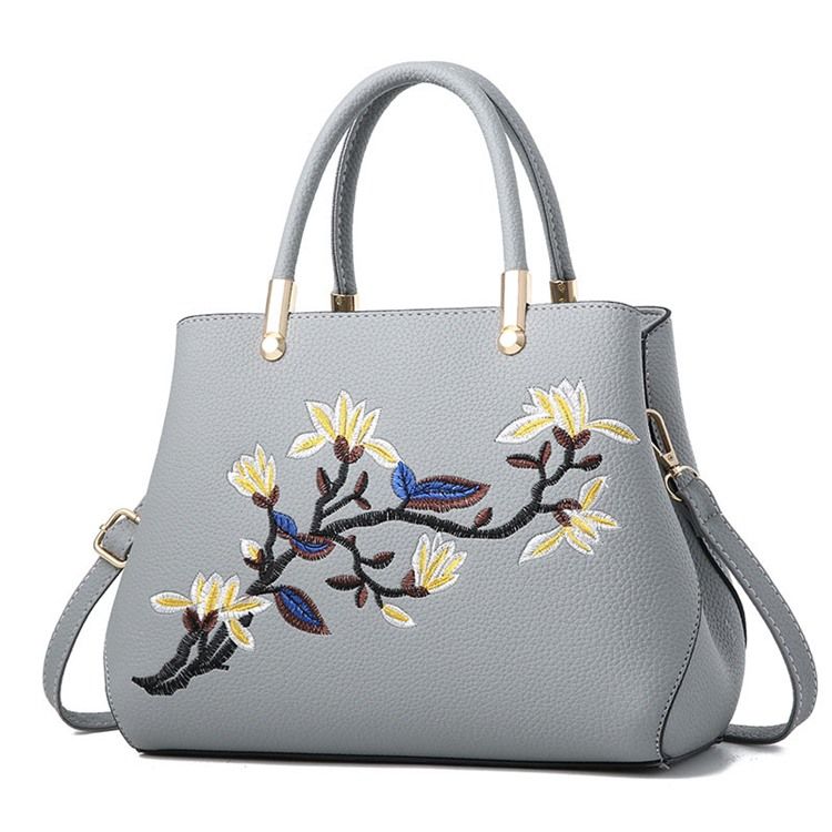 Pu Blomsterbroderi-Tote Bags