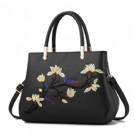 Pu Blomsterbroderi-Tote Bags