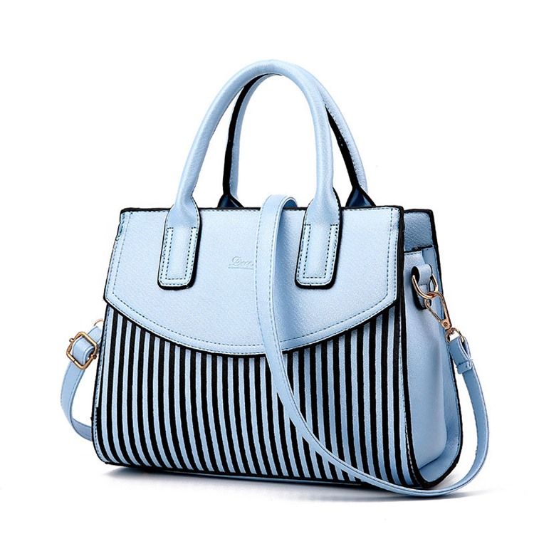 Pu Stripe Color Block Square Tote Bags