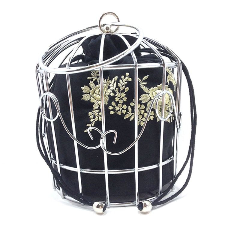 Vogue Metal Cage Brodery Crossbody Bag