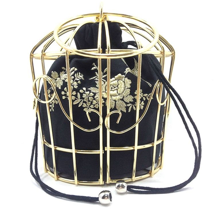 Vogue Metal Cage Brodery Crossbody Bag