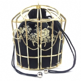 Vogue Metal Cage Brodery Crossbody Bag