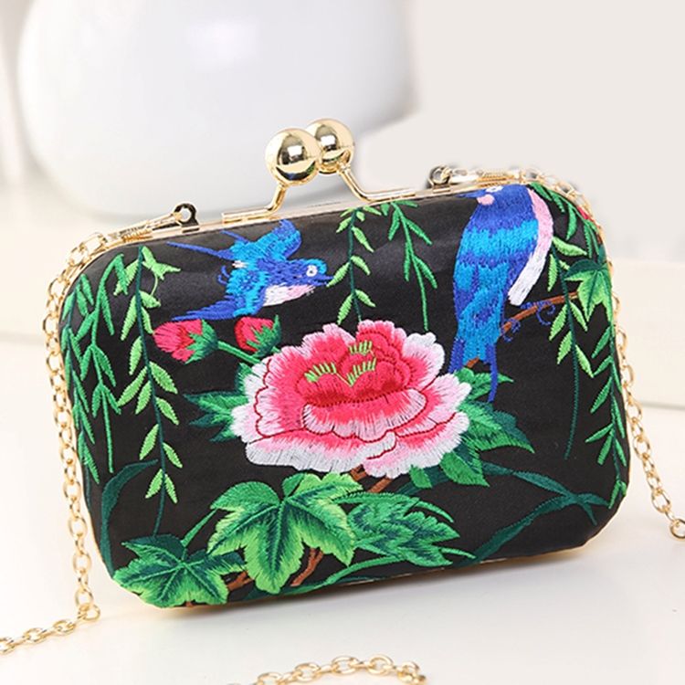 Allsidig Eksotisk Peony Brodery Evening Clutch