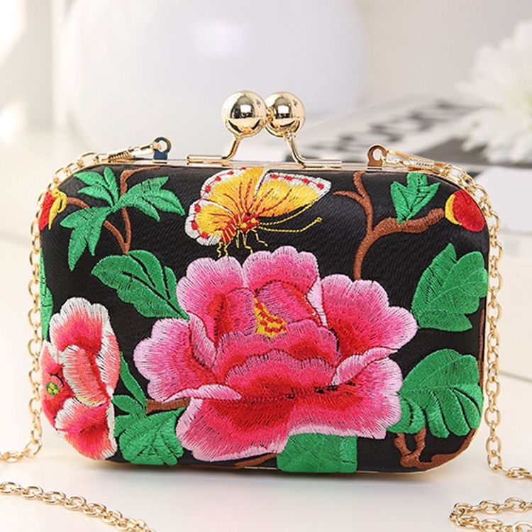 Allsidig Eksotisk Peony Brodery Evening Clutch