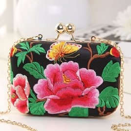 Allsidig Eksotisk Peony Brodery Evening Clutch