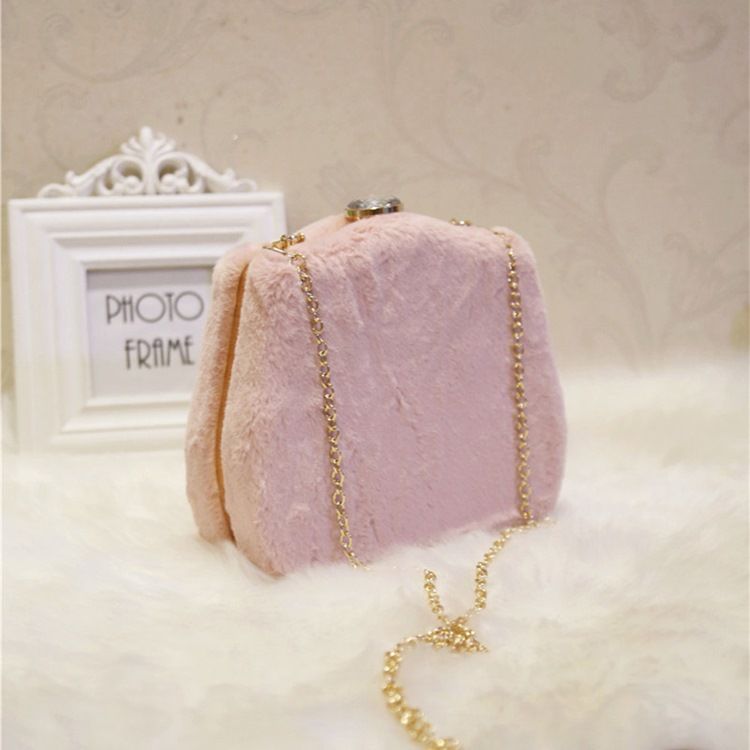 Chain Rabbit Hair Clutches & Evening Bags