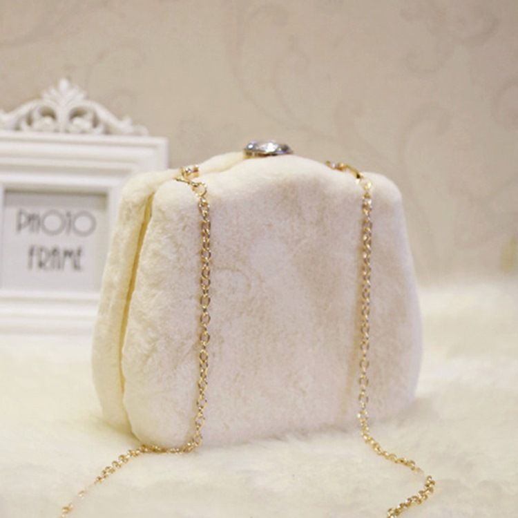 Chain Rabbit Hair Clutches & Evening Bags