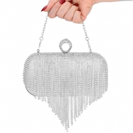 Fringe Rhinestone Allsidige Rektangulære Clutcher Og Kveldsvesker