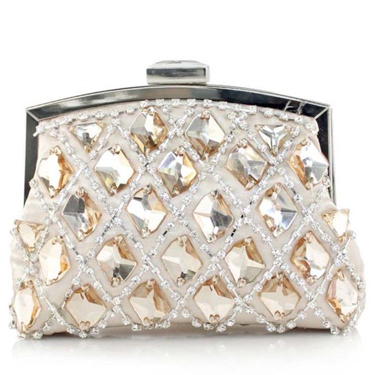 Noble Geometric Plaid Rhinestone Evening Clutch