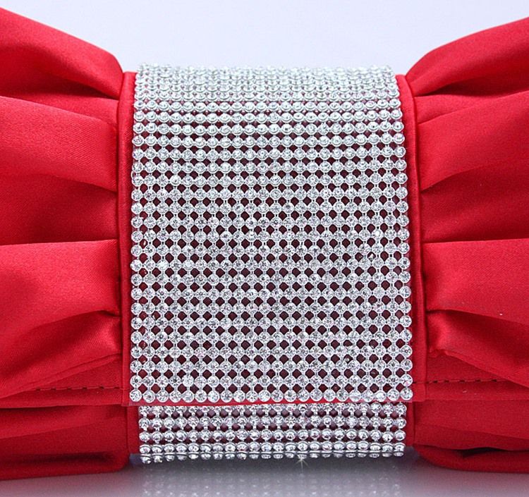 Nydelig Rød Med Rhinestones Kveldsveske Clutch