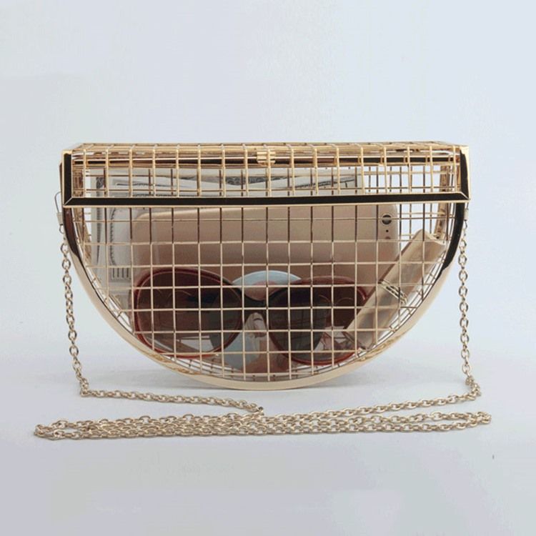 Plain Chain Saddle Hollow Crossbody Bags