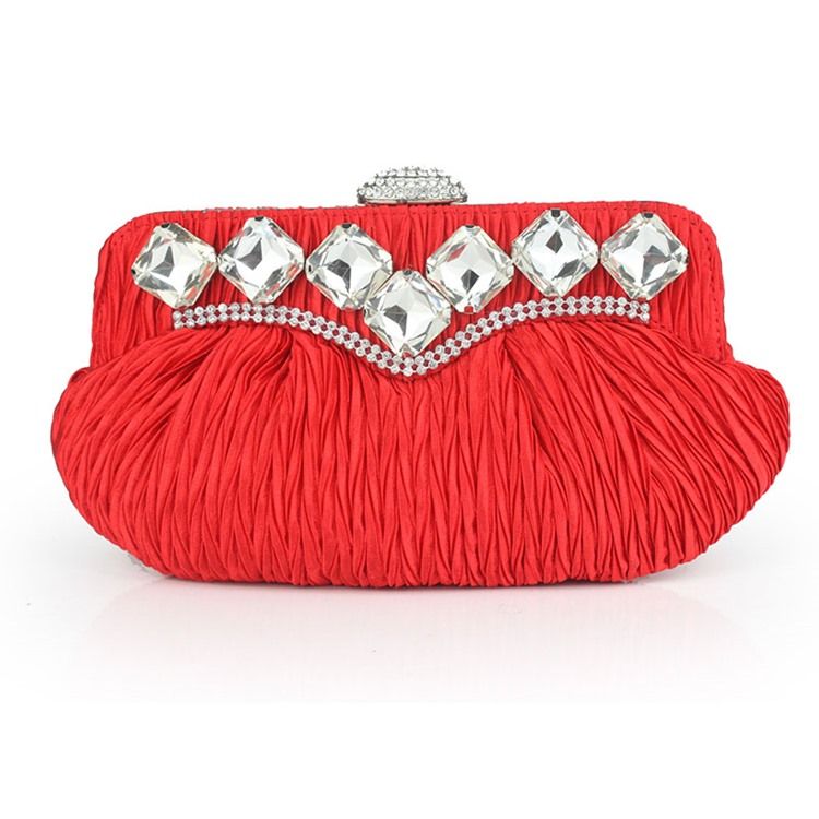 Plissert Rhinestone Pryd Aftenclutch