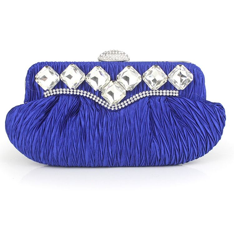 Plissert Rhinestone Pryd Aftenclutch