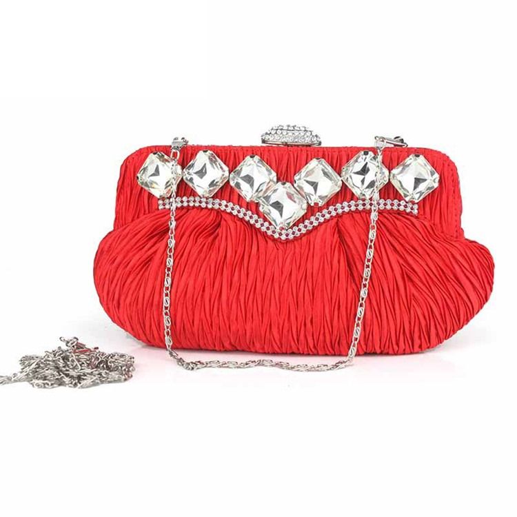 Plissert Rhinestone Pryd Aftenclutch