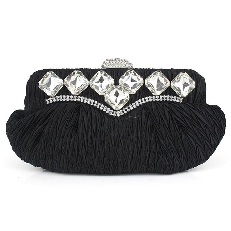 Plissert Rhinestone Pryd Aftenclutch