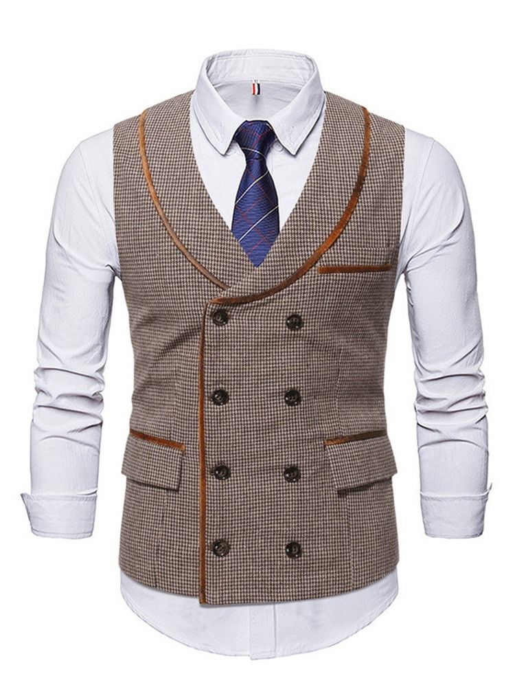 Button Color Block Fjær Dobbelt-Breasted Vest