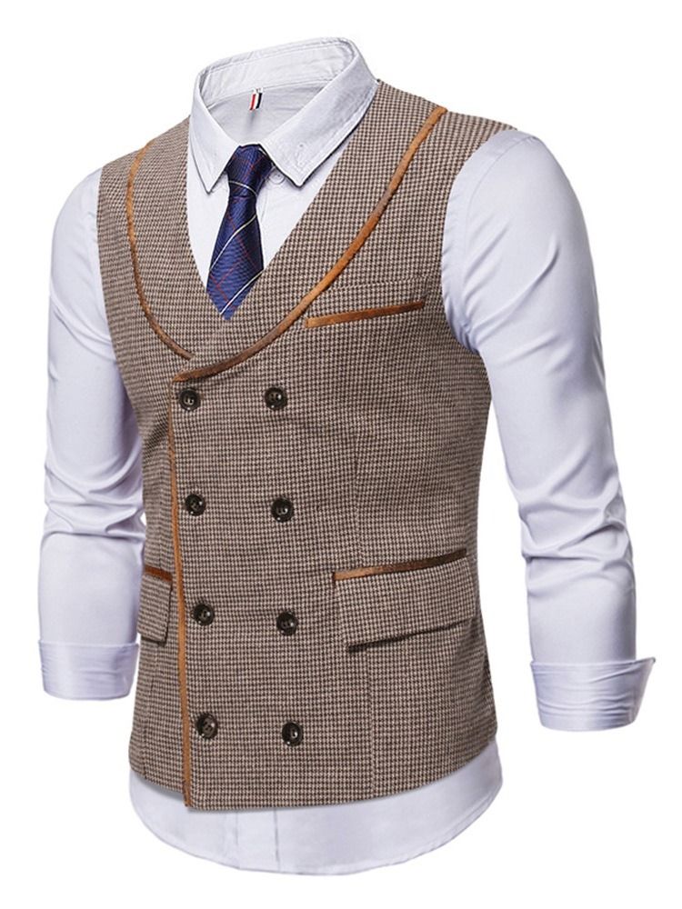 Button Color Block Fjær Dobbelt-Breasted Vest