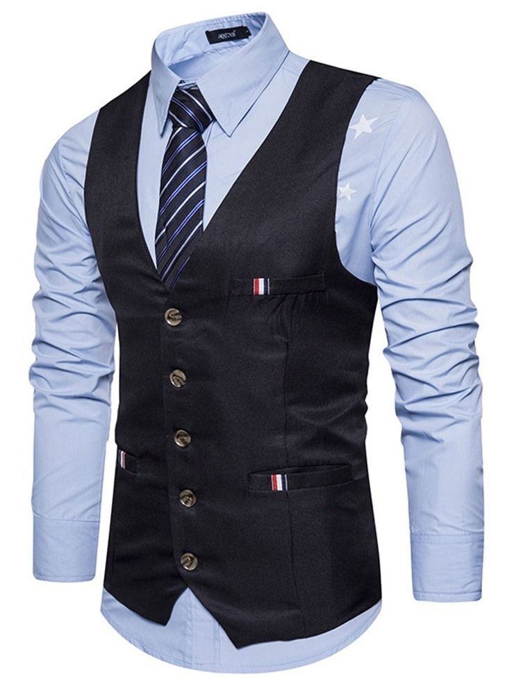 Button Single-Breasted Formell Vest For Menn