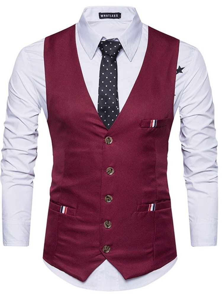 Button Single-Breasted Formell Vest For Menn