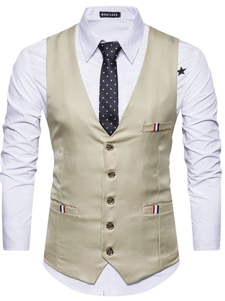 Button Single-Breasted Formell Vest For Menn