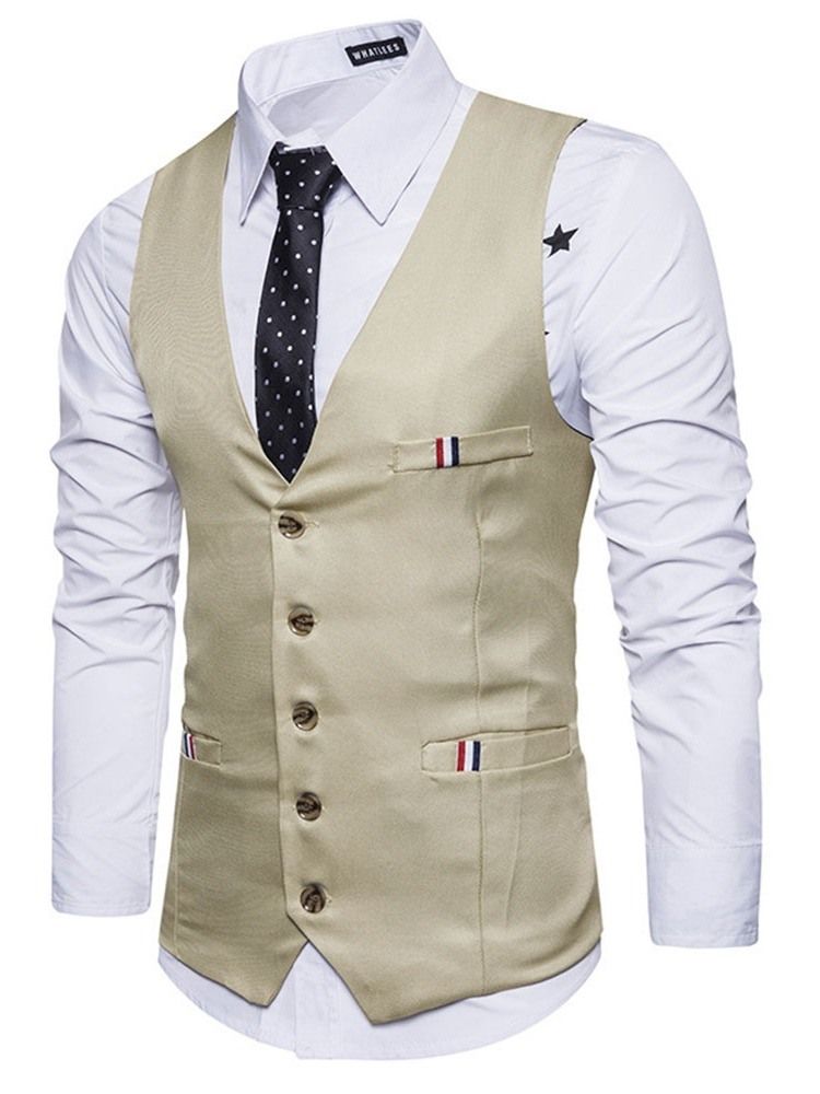 Button Single-Breasted Formell Vest For Menn