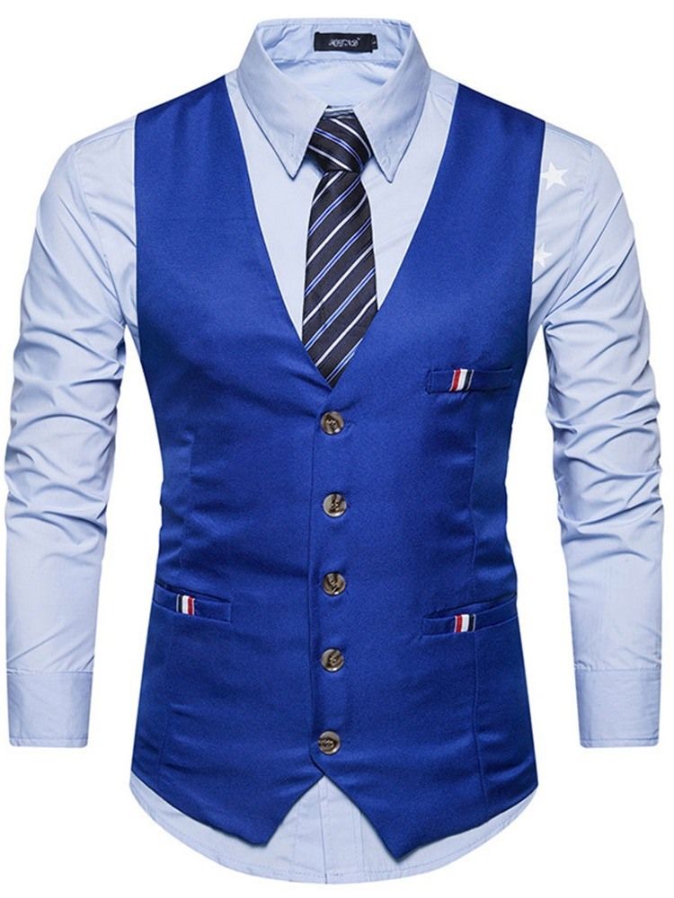 Button Single-Breasted Formell Vest For Menn