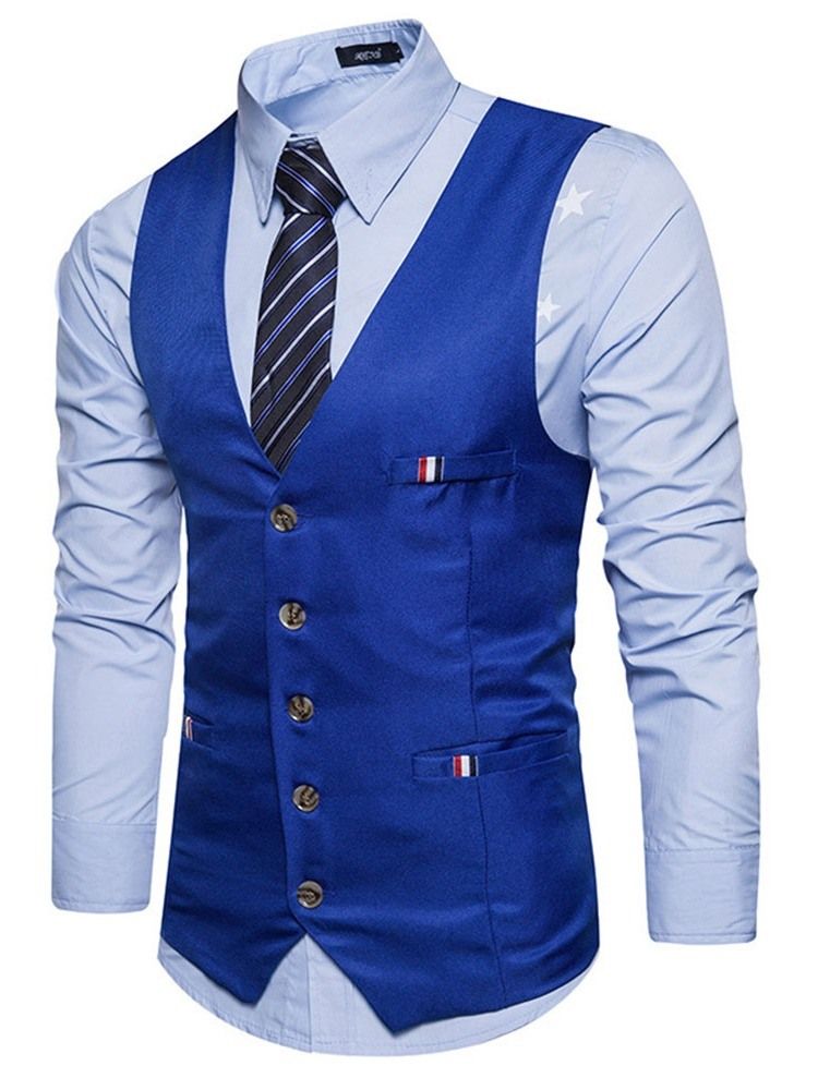 Button Single-Breasted Formell Vest For Menn