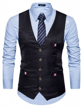 Button Single-Breasted Formell Vest For Menn