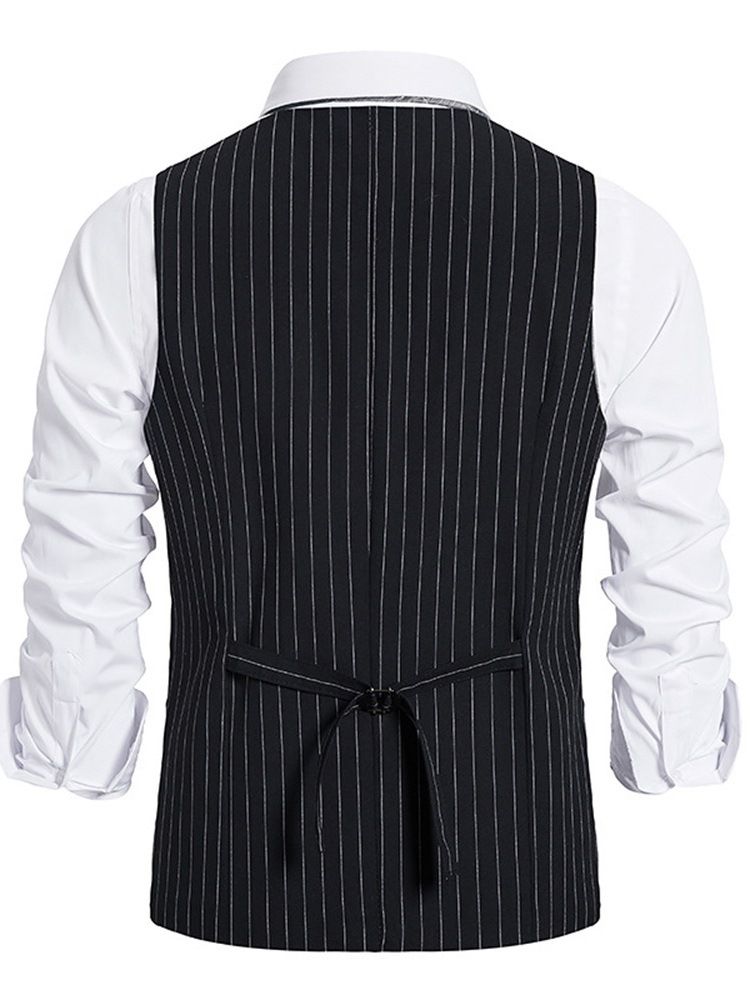 Button Stripe V-Hals Single Breasted Ol Vest