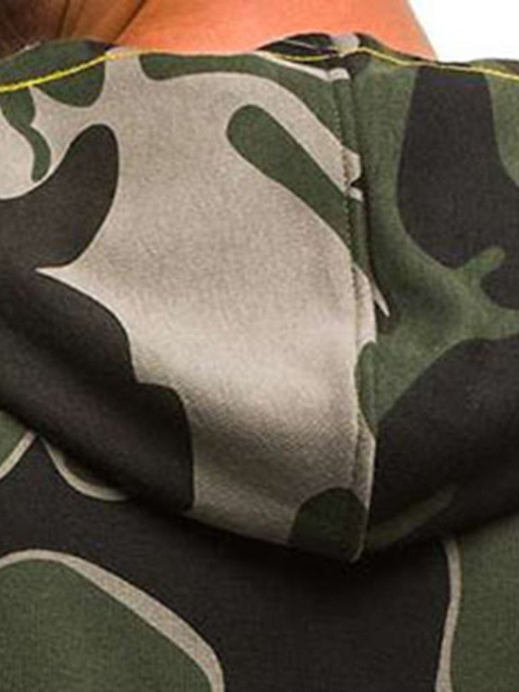 Camouflage Sommer Casual Herrevest Med Hettetrykk