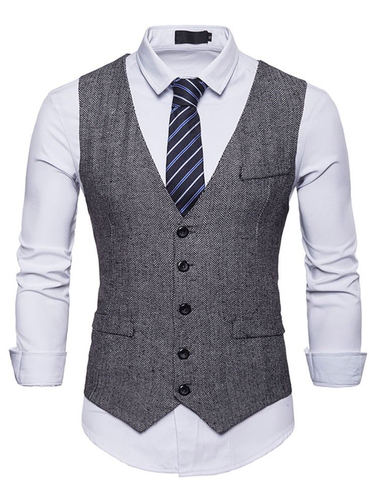 Enkel Lomme Enkeltbreasted Menn Casual Kjole Vest