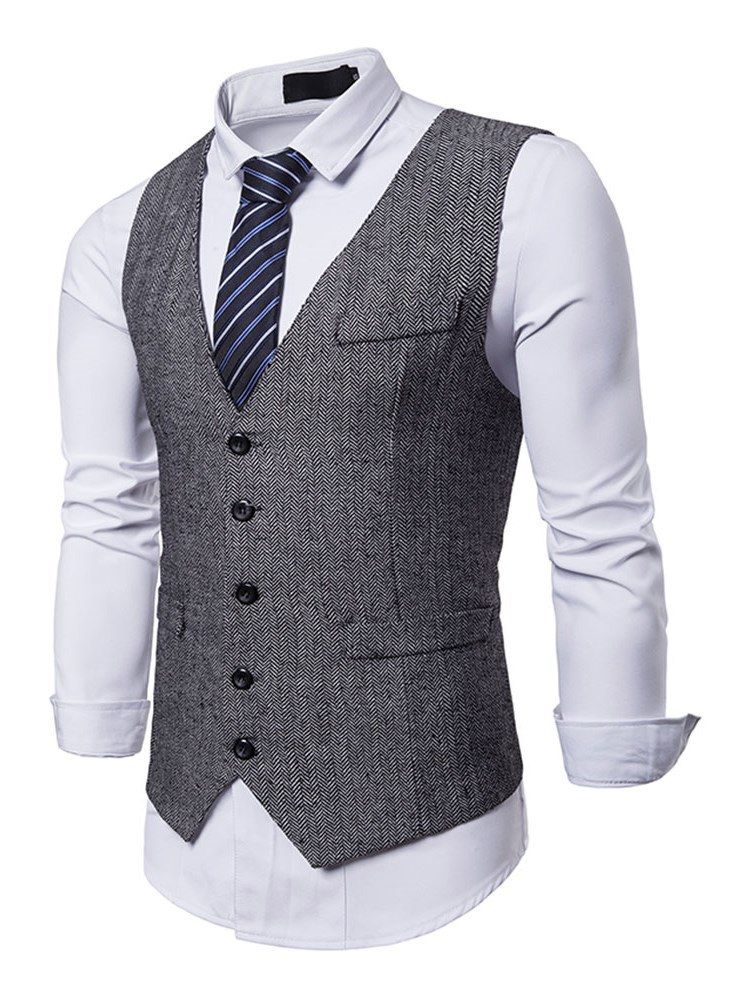 Enkel Lomme Enkeltbreasted Menn Casual Kjole Vest