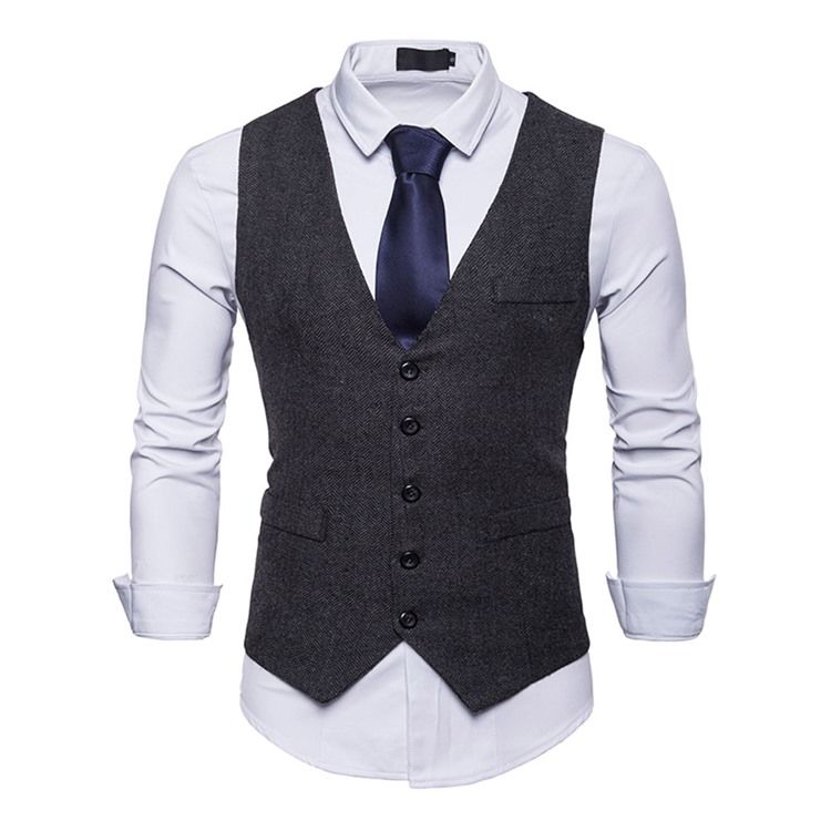 Enkel Lomme Enkeltbreasted Menn Casual Kjole Vest