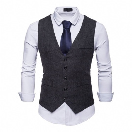 Enkel Lomme Enkeltbreasted Menn Casual Kjole Vest