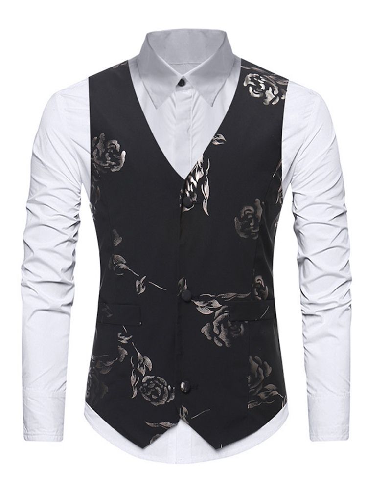 Floral Casual Lapel Single-Breasted Herreskjorte