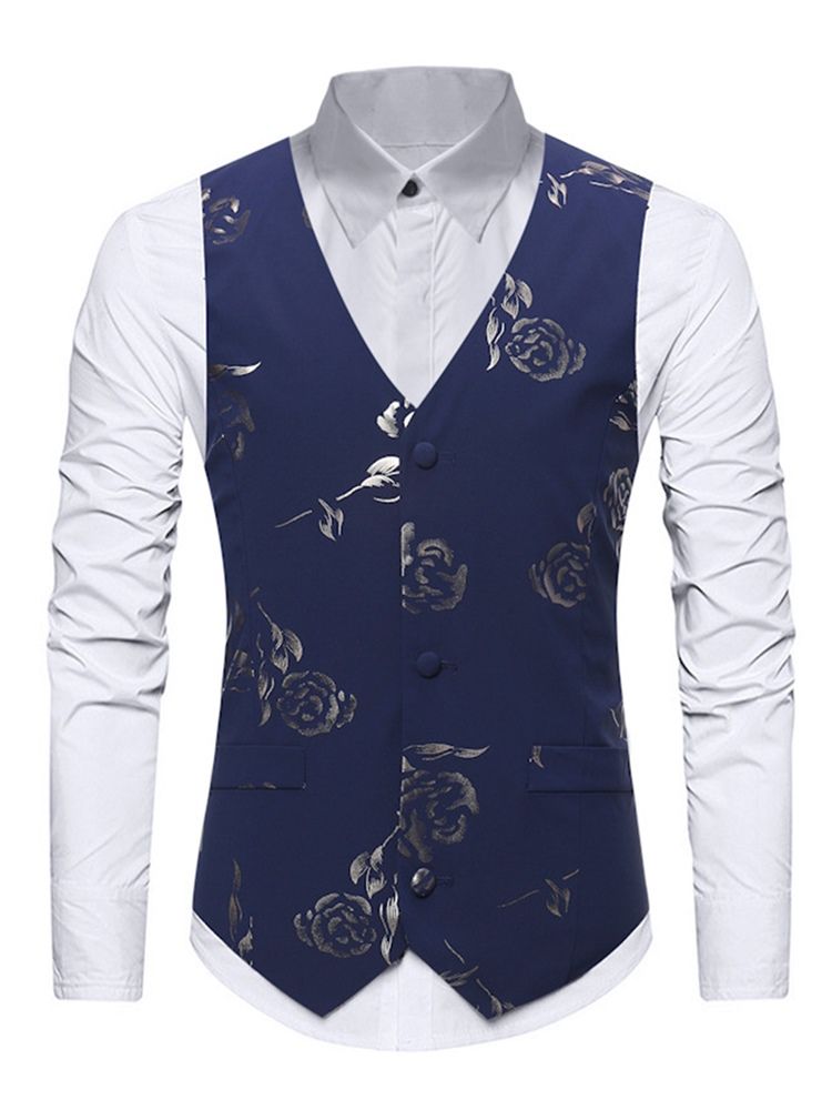 Floral Casual Lapel Single-Breasted Herreskjorte