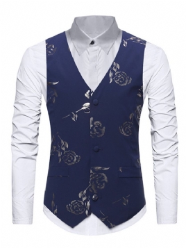 Floral Casual Lapel Single-Breasted Herreskjorte