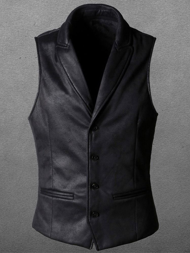 Lapel Button Enkelt-Breasted Vest For Menn