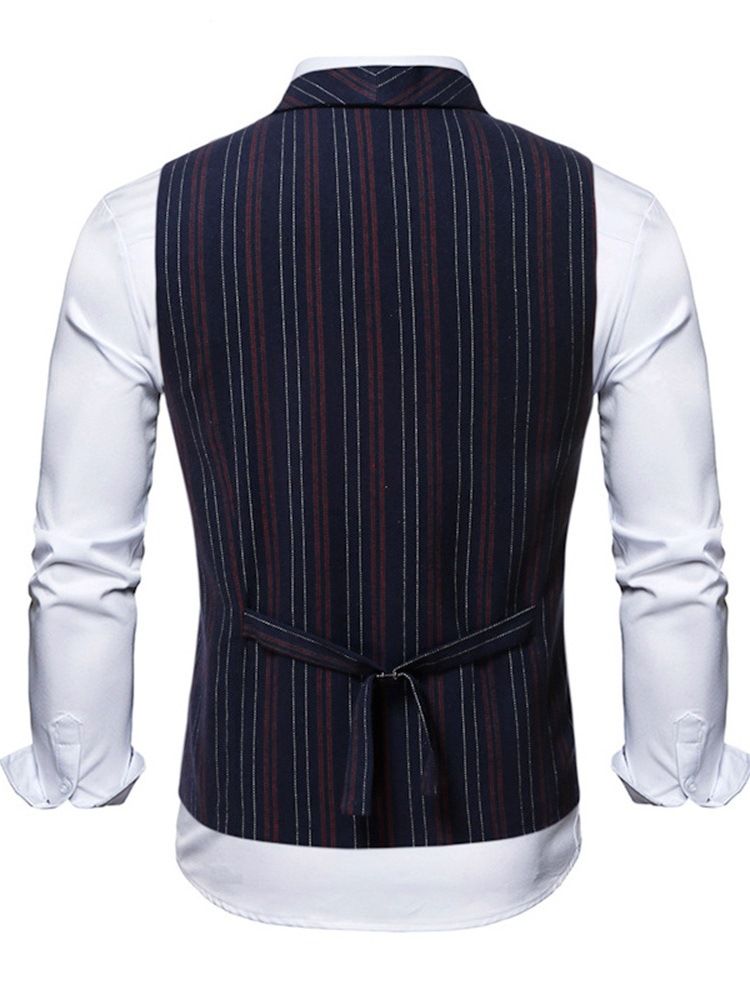 Stripe Button Double-Breasted England Vest