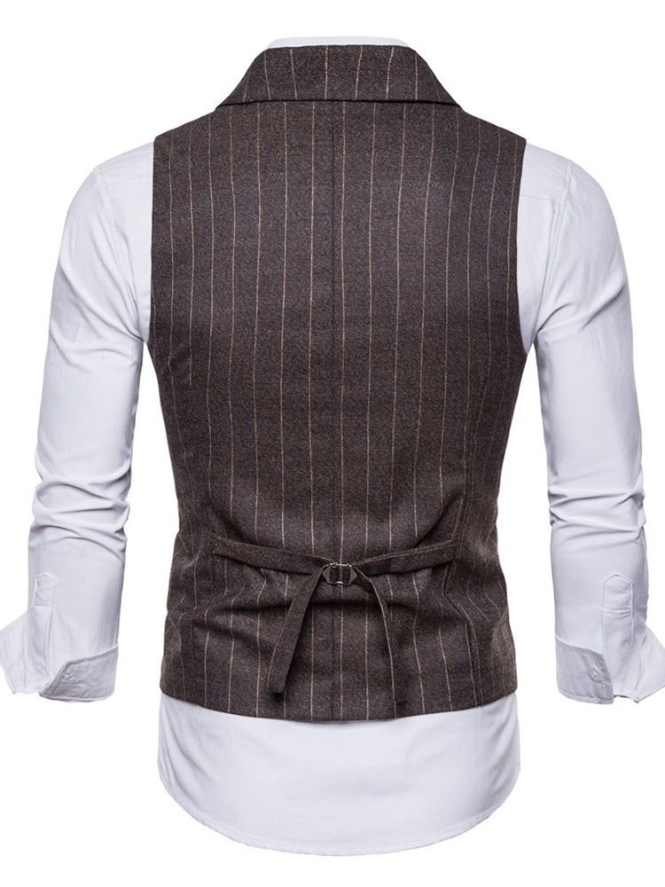 Stripete Doble Jakkeslag For Menn Casual Kjole Vest