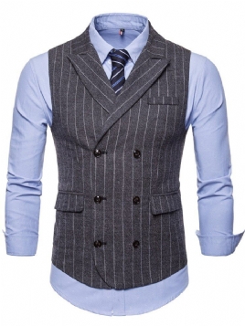 Stripete Doble Jakkeslag For Menn Casual Kjole Vest