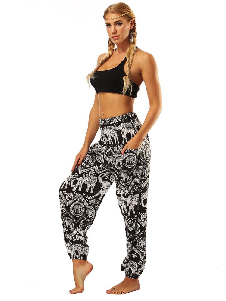 Animal Print Wide Leg Magedans Lanternebukser