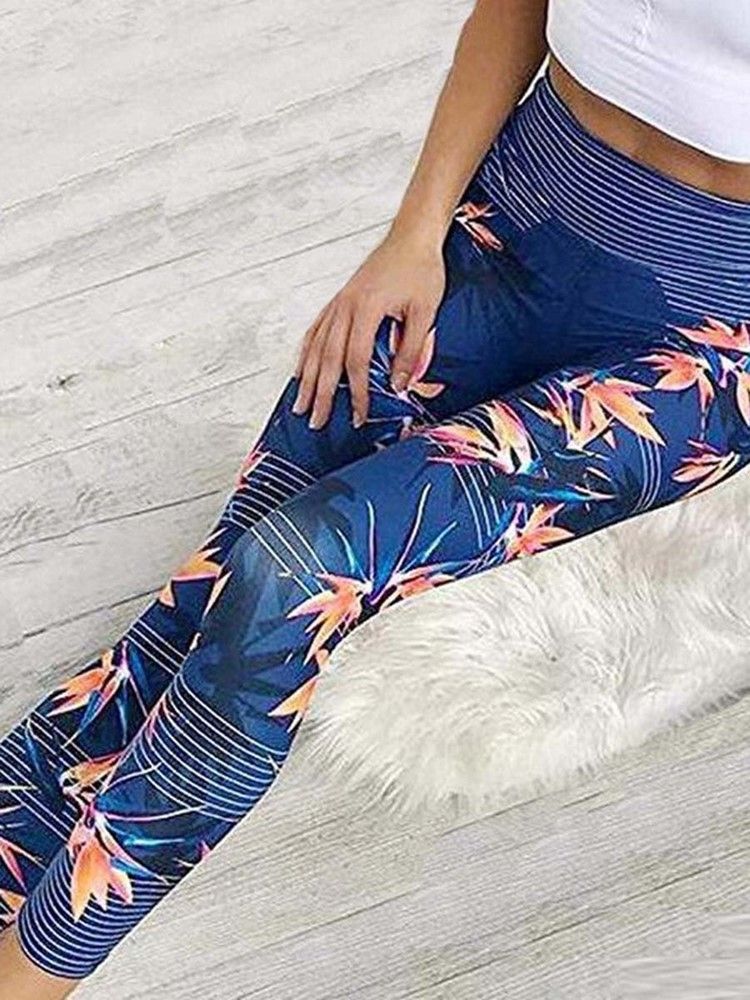 Anti-Svette Blomsterprint Sportsleggings For Kvinner