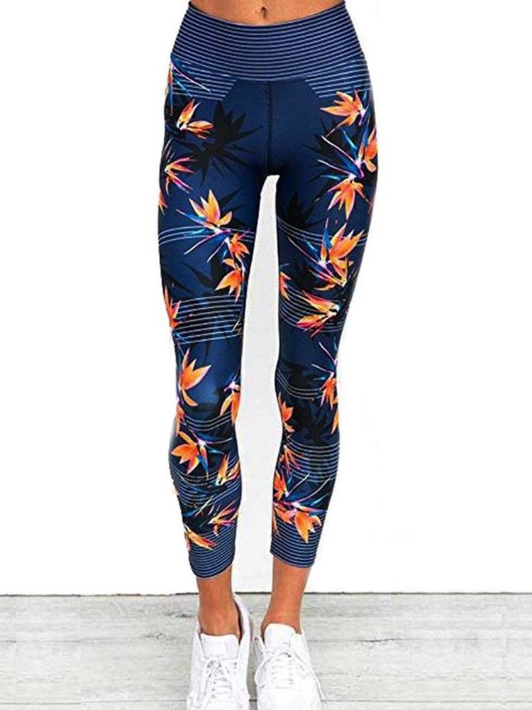 Anti-Svette Blomsterprint Sportsleggings For Kvinner