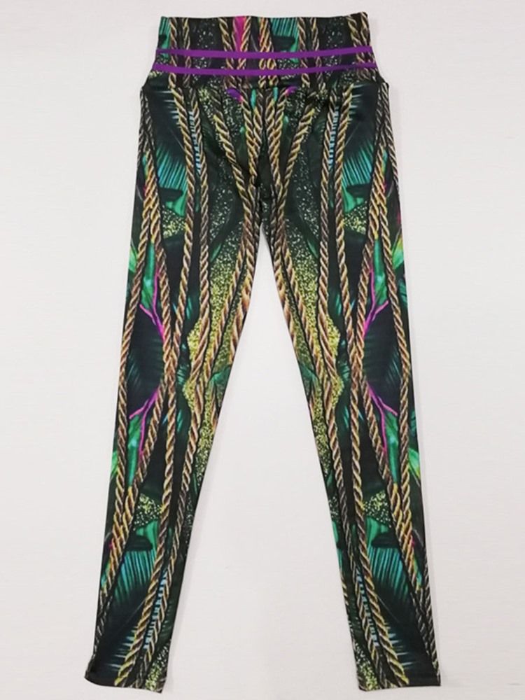 Anti-Svette Polyester Print Full Lengde Yogabukser Høy Midje Tiktok Leggings