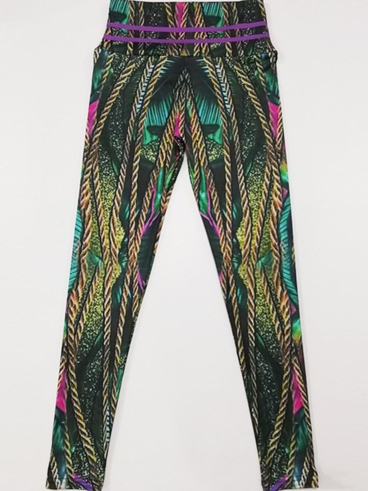 Anti-Svette Polyester Print Full Lengde Yogabukser Høy Midje Tiktok Leggings