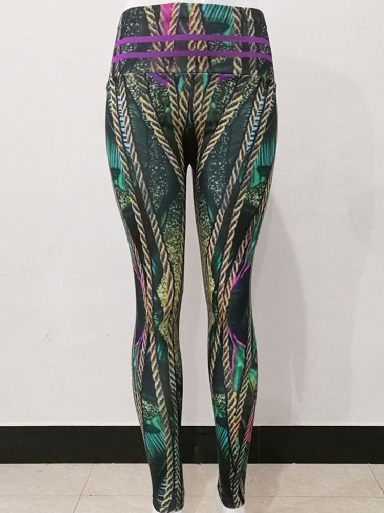 Anti-Svette Polyester Print Full Lengde Yogabukser Høy Midje Tiktok Leggings