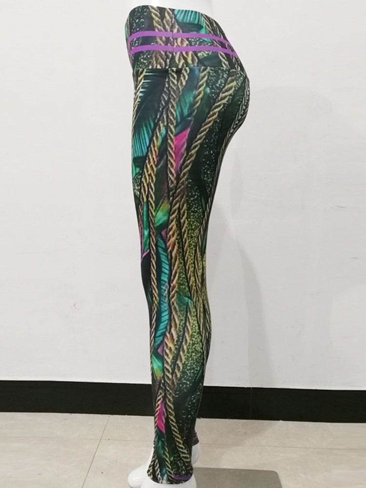 Anti-Svette Polyester Print Full Lengde Yogabukser Høy Midje Tiktok Leggings