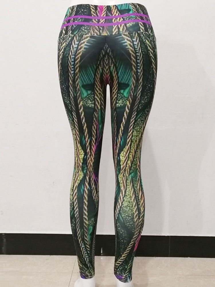 Anti-Svette Polyester Print Full Lengde Yogabukser Høy Midje Tiktok Leggings